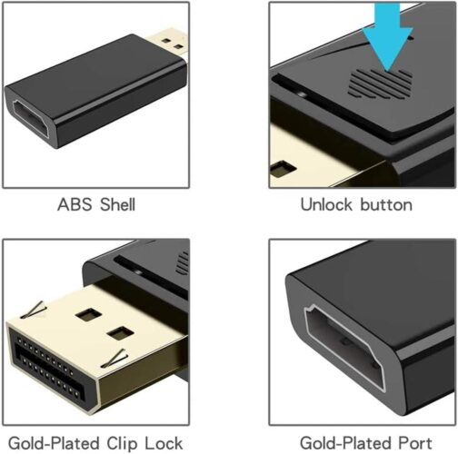 VMOJO DisplayPort Male to HDMI Female Adapter | DP to HDMI Converter Gold Plated | Compatible with Computer/Desktop/Labtop/PC/Monitor/HDTV - Black – Bild 4
