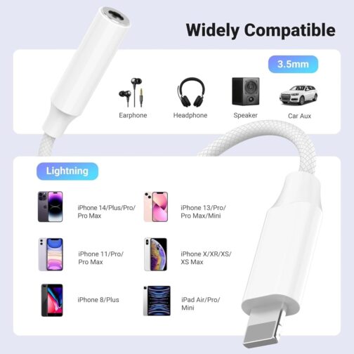 Oliveria iPhone Adapter Headphones, 2 Pack Adapter iPhone Headphones, Headphone Adapter iPhone, iPhone Headphone Adapter, iPhone Aux Adapter for iPhone 14/13/12/11 Pro/X/XS Max/XR/8/7 – Bild 7