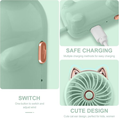 JYPS Portable Handheld Fan, Mini USB Fan with Rechargeable Battery and 3 Speeds Cute Personal Small Electric Fan for Girls/Women/Kids Travel Foldable – Bild 3