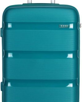 Kono TSA Hard Shell Suitcase Trolley Suitcase Polypropylene Luggage 8 Wheels, turquoise