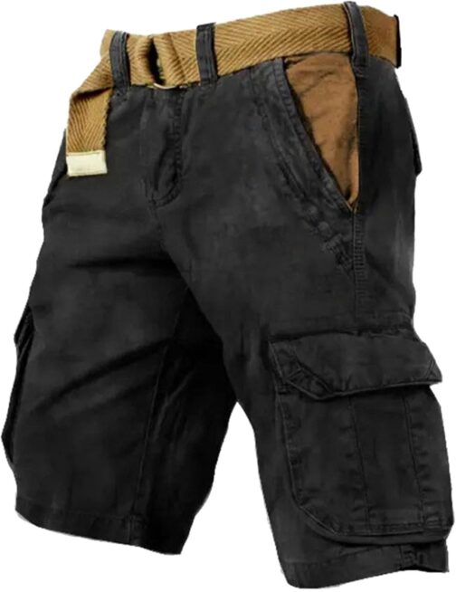 Cargo Trousers Men's Stretch Short Cargo Shorts Men's Baggy Work Trousers Basic Lightweight Summer Trousers Relaxed Lightweight Casual Trousers Outdoor Classic Fabric Trousers with Pockets Sweat