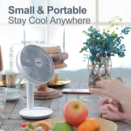 Mini Table Fan Rechargeable 4000mAh Battery - 4 Speed Levels 6.3 Inch Small Desk Fan Quiet Adjustable 50° Portable Personal Fan for Office Bedroom Home – Bild 5