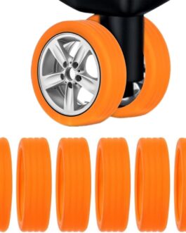 Taiyyi Pack of 8 Silicone Luggage Wheels Cover Luggage Roll Protector Silicone Wheel Cover Suitcase Wheels Protector for Most 8 Wheels Luggage, orange, Home