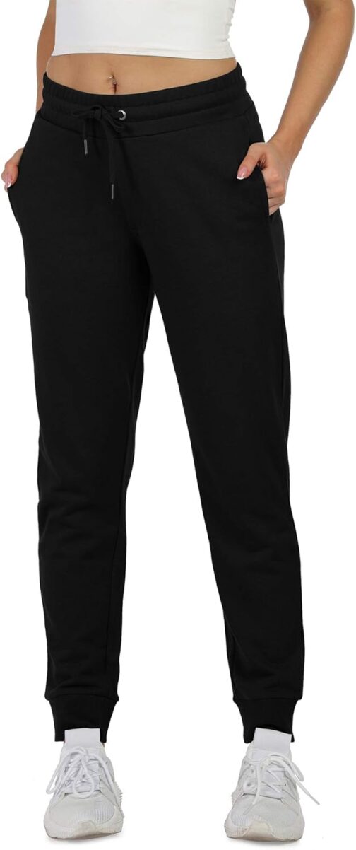 icyzone Women's Jogging Bottoms, Cotton Long Sports Trousers, High Waist, Casual Trousers with Pockets