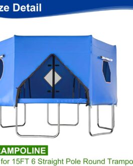 Trampoline Outdoor Tent – 427 cm Children’s Trampoline Canopy Cover – Green Accessories for Straight Rods Trampolines with 6 Poles for Wind and Sun Protection (Blue)