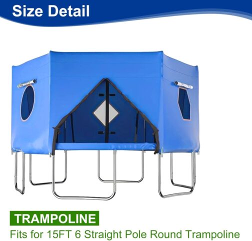 Trampoline Outdoor Tent - 427 cm Children's Trampoline Canopy Cover - Green Accessories for Straight Rods Trampolines with 6 Poles for Wind and Sun Protection (Blue) – Bild 2