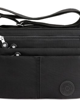 FANDARE Casual Shoulder Bag Women’s Lightweight Shoulder Bag Waterproof Nylon for Sports Bag Work Bag Travel Leisure Crossbody Bag, black, vintage