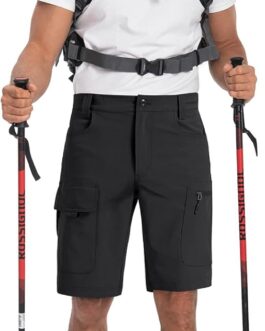 Moosehill Men’s Hiking Trousers, Cargo Shorts, Water-Repellent with 6 Pockets, Lightweight, Breathable, MTB Trousers, Cycling Shorts, Men’s Shorts, Bermuda, Trekking, Outdoor Trousers, Summer