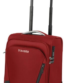 Travelite Hand Luggage Suitcase with 4 Wheels, red, On-board trolley with 2 wheels