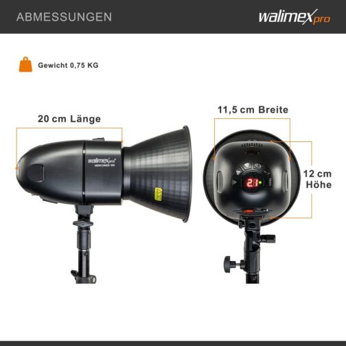 Walimex pro Newcomer 100 II Studio Flash, LED Studio Light with Radio, Studio Lamp with High Light Output, Studio Flash with Overheating Protection, Ideal for Photo Studio – Bild 3