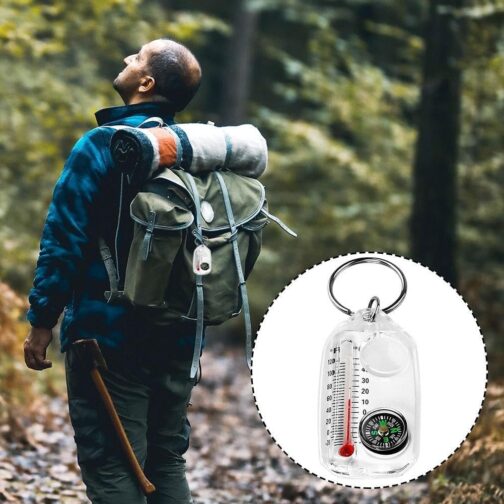 Outdoor Compass for Mountaineering Hiking Portable Luminous Accurate Thermometer Compass Outdoor In1 3 Keychain Tool – Bild 7
