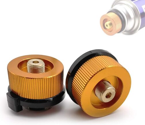 SUNF UA 2 Pcs BBQ Barbecue Stove Plug Gas, Cartridges, Camping Stove Adapter for Picnic Outdoor Cooking Appliances (Orange)