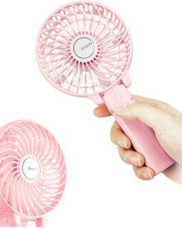 EasyAcc Handheld Fan, Portable Mini Fan, Electric USB Fan with 2600 mAh LG Rechargeable Battery, Foldable, Compatible with Laptop, Multi Port Socket for Travel and Home – Black