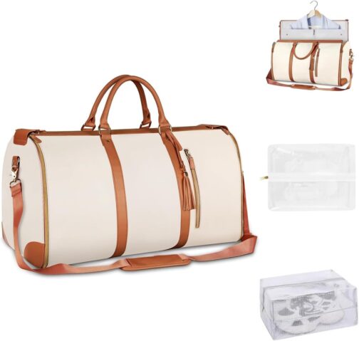 Foldable Travel Bag, Hand Luggage Bag, Foldable Travel Bag, Garment Bag, Travel Bag, Carry On Bag, Large Travel Bag, Luggage Bag, Waterproof Garment Duffle Bag, Travel Bag Foldable, White, Casual
