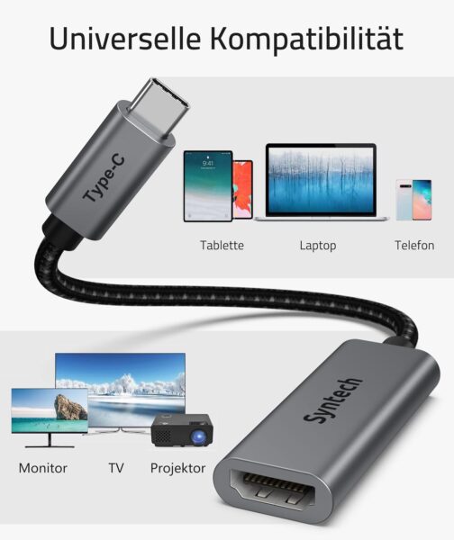 Syntech USB C to HDMI Adapter, Thunderbolt 3 to HDMI Adapter, Compatible with MacBook Pro 2020 MacBook Air 2020 iPad Air 4 iPad Pro 2021 iMac 2021 Samsung Galaxy S10 S9 Dell XPS 13 15 and More – Bild 6