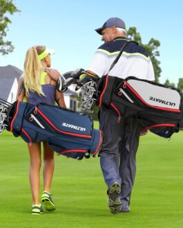 COSTWAY Golf Cart Bag Lightweight Golf Cart Bag with Rain Cover 14 Divisions of Club Compartment Also for Use on Golf Trolley and Golf Cart 7/8 Zip Pockets