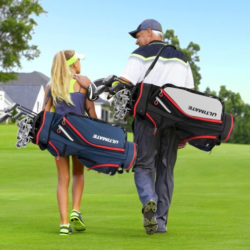 COSTWAY Golf Cart Bag Lightweight Golf Cart Bag with Rain Cover 14 Divisions of Club Compartment Also for Use on Golf Trolley and Golf Cart 7/8 Zip Pockets – Bild 2