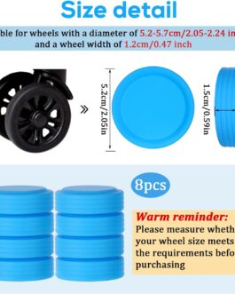 Pack of 8 All-Inclusive Luggage Wheel Covers, Silicone Luggage Wheel Protector, Noise-Proof, Drop-Proof Luggage Spinner Covers for Most 8 Wheels Luggage (Blue), blue