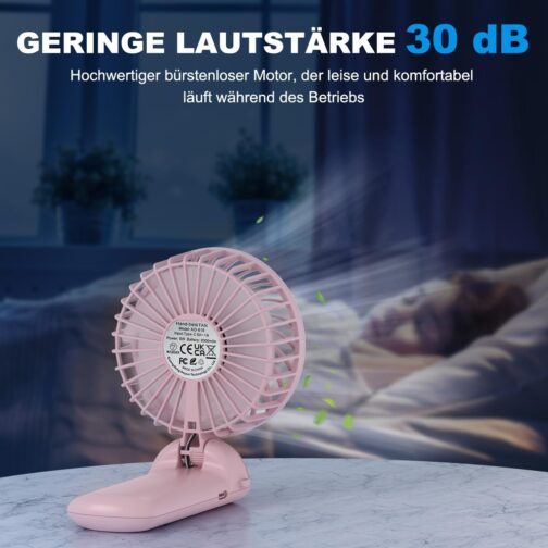 Lepwings Handheld Fan, Mini Fan USB Rechargeable, 5.5-16 Hours Runtime, 4 Wind Speeds, Foldable Quiet Small Fan for Travel, Office, Home and Outdoor - White – Bild 5