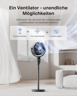 Pelonis Tower Fan with Remote Control, 20dB Quiet Floor Fan, 9 Levels & 9H Timer, Height Adjustable, 135° and 100° Oscillation, Energy Saving for Bedroom, Living Room
