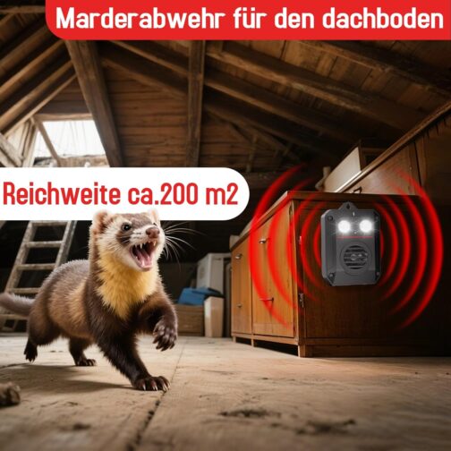 MEKEET Marten Repellent Free Mobile Marten Deterrent Car with Flash Light | 12 V Car Battery & AA Battery & USB | Marten Deterrent Marten in Engine Compartment Marten Protection for Car, Attic, Home – Bild 5