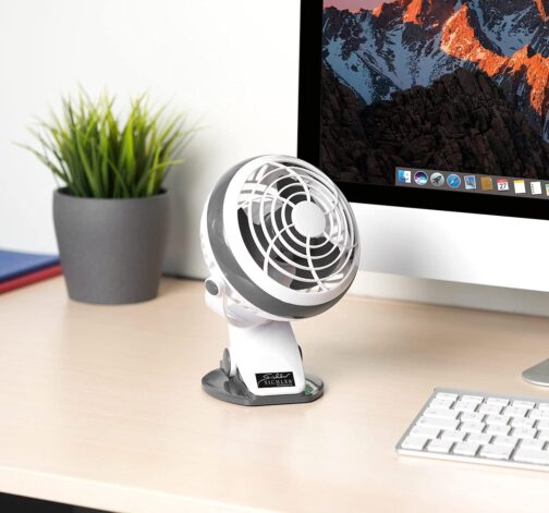 Sichler Haushaltsgeräte Clamp Fan: Mobile Fan with Clamp, USB & Battery Operation, 3 W, Diameter 12.7 cm (Fan Clip, for Clamping, Ceiling Fan) – Bild 6