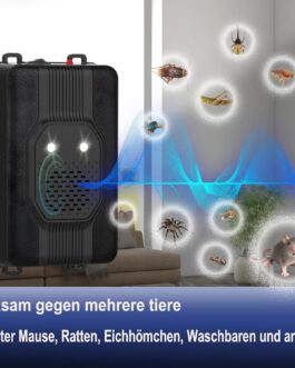 TEOV Pack of 2 Ultrasonic Marten Deterrents with LED Flash Light, Area of Application Approx. 40-50 m², Flexible Power Supply, for Engine Compartment, Home, Garden or Attic