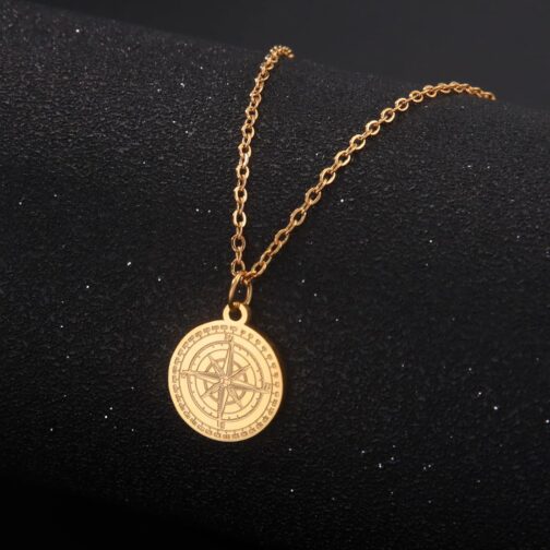 VASSAGO Compass Necklace for Men Women North Star Compass Pendant Necklace Vintage Nautical Graduation Medal Jewellery Amulet for Men – Bild 3