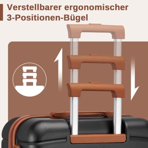 KONO ABS + PC Hard Shell Suitcase with Twin Wheels and Combination Lock, black / brown, Hand luggage (55 cm), Hand luggage (55 cm) – Bild 4