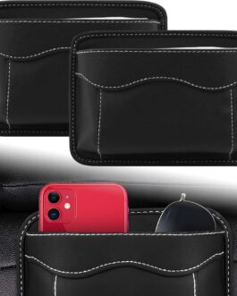 Forreen Car Storage Bag Universal, Pack of 2 Car Pockets for Keys Self-Adhesive PU Leather Car Seat Side Pocket Multifunctional Car Seat Console Organiser for Mobile Phones Wallets Keys