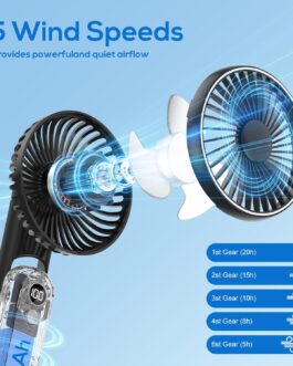 CNMTCCO Handheld Fan, Mini Portable Fan, Rechargeable, Foldable USB Fan with 5 Speed Levels, Quiet Small Personal Fan with Power Bank (Black)