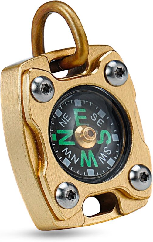 MecArmy CMP Titanium Brass Mini Compass Luxury Survival Pocket Compass - Dad to Son Gift from Mom Dad to Son Graduation Birthday Gift