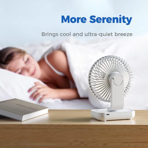 OCOOPA USB Fan Ultra Quiet - 4000 mAh Table Fan, 4 Speeds, Mini Fan for Desk, Home and Office, White – Bild 6