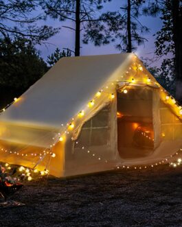 300 x 200 x 210 cm Inflatable Camping Tent for 2-4 People, 6.3 ㎡ Large Outdoor Tent with Air Pump & Mesh Window, 420D Oxford Waterproof 3000 mm & UV50+ for 4 Seasons, 5 Minutes Quick Assembly