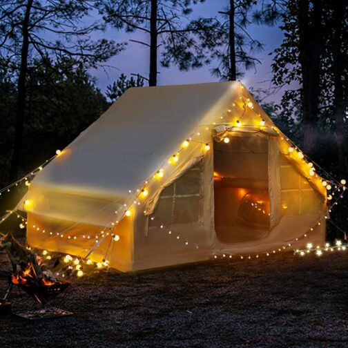 300 x 200 x 210 cm Inflatable Camping Tent for 2-4 People, 6.3 ㎡ Large Outdoor Tent with Air Pump & Mesh Window, 420D Oxford Waterproof 3000 mm & UV50+ for 4 Seasons, 5 Minutes Quick Assembly
