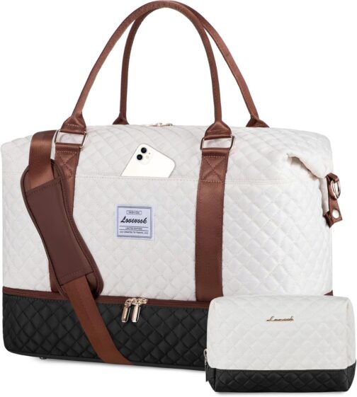 LOVEVOOK Travel Bag Hand Luggage Bag Large Travel Bag Women Set, Beige, black, brown
