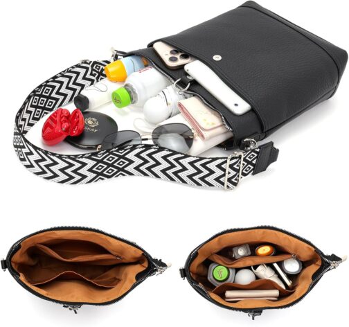Sasrymnl Women’s Shoulder Bag, Large/Medium Size, Black, Vegan Leather – Bild 5