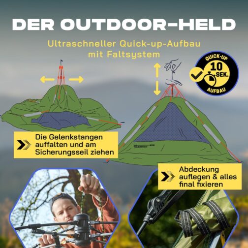 Lumaland Outdoor Pop Up Dome Tent 3 Person Tent Seconds Camping Festival etc. 215 x 195 x 120 cm carrying case – Bild 5