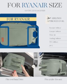 Ryanair Hand Luggage 40 x 20 x 25 Backpack Bag Airplane Carry On Luggage Underseat Cabin Bag Travel Backpack for Easyjet Wizz Air Vueling, grey, 40 x 20 x 25 inches, Classic