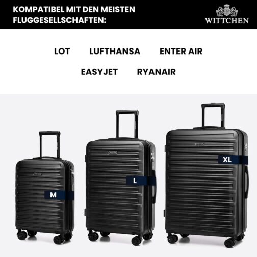 WITTCHEN Skyspeed Line ABS Hard Shell Suitcase Travel Suitcase Trolley Combination Lock Telescopic Handle 4 Wheels, black – Bild 6