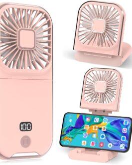 Dealswin Handheld Fan, Mini Fan, 4 Controllers, USB Fan, Small Rechargeable, Portable Hand Small Fan, Pocket Fan, 3000 mAh Battery, Handheld Fan for Office, Home, Outdoor (Pink)