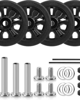Volein Pack of 4 Suitcase Castors Replacement Wheels 55 x 11 mm Suitcase Replacement Wheels Black Wear-resistant Rubber Replacement Wheels for Suitcase with Double Wheels (Black-VN2)