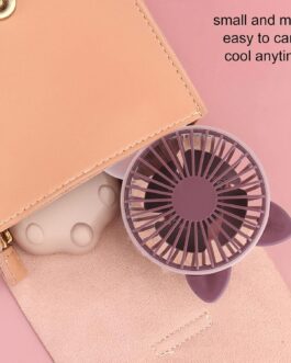 Cute Cat Hand Fan for Girls, Mini Handheld Fan for Children, Portable USB Rechargeable Small Pocket Fan with 300 mAh Battery (Approx. 1 Hour), for Outdoor Travel