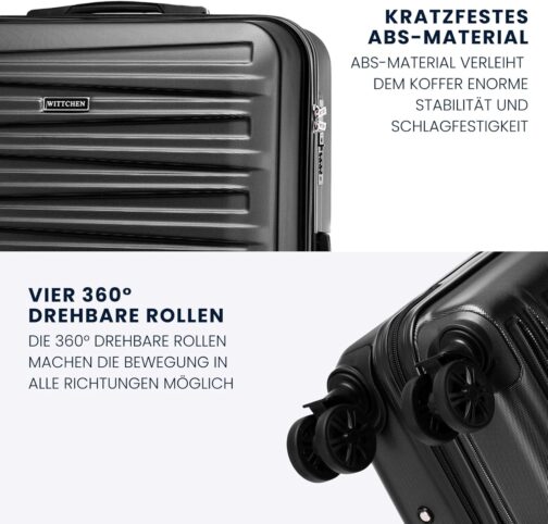 WITTCHEN Skyspeed Line ABS Hard Shell Suitcase Travel Suitcase Trolley Combination Lock Telescopic Handle 4 Wheels, black – Bild 3