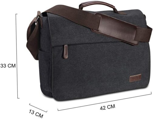 Ruschen Laptop Bag Men's Vintage Canvas for a 15.6 Inch Laptop, Premium Shoulder Bag, Messenger Bag – Bild 5