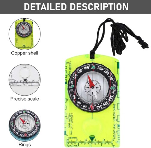6 Pack Outdoor Compass with Adjustable Declination, Pocket Compass with Magnifying Glass, Ruler, Scale, Multifunctional Pocket Compass for Children, Waterproof Compass for Hiking, Camping and Other – Bild 4