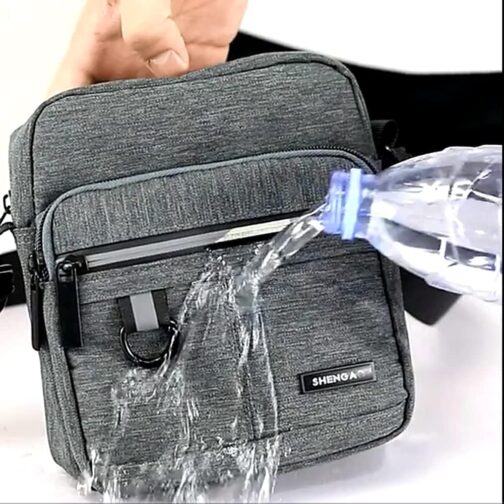 Shoulder Bag Messenger Bag Men's Bag for Hanging Small Men's Canvas Mobile Phone Bag Men for Work School Travel, black, Retro – Bild 5