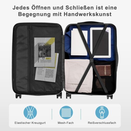 LEADZM Suitcase Set, 5 Pieces, Travel Suitcase Set, Suitcase Set, Hard Shell Trolley Made of ABS with Telescopic Handle, Hand Luggage, navy – Bild 5