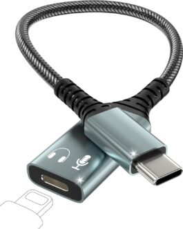 familaha Lightning to USB C Audio Adapter, USB C to Lightning Headphone Adapter, Type C to Lightning Adapter for iPhone 16 15 Pro Max Plus, iPad Air/Pro, MacBook, Not for Charging/Data Transfer