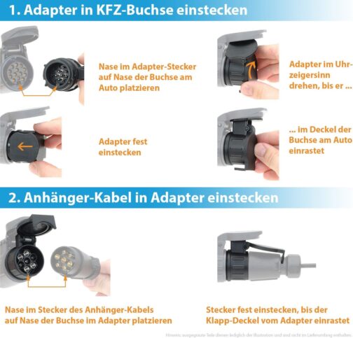 Valonic Trailer Adaptor - 13-Pin to 7-Pin Car to Trailer - for Cars and Lorries - Short, Black, Towing Hitch Adaptor – Bild 4